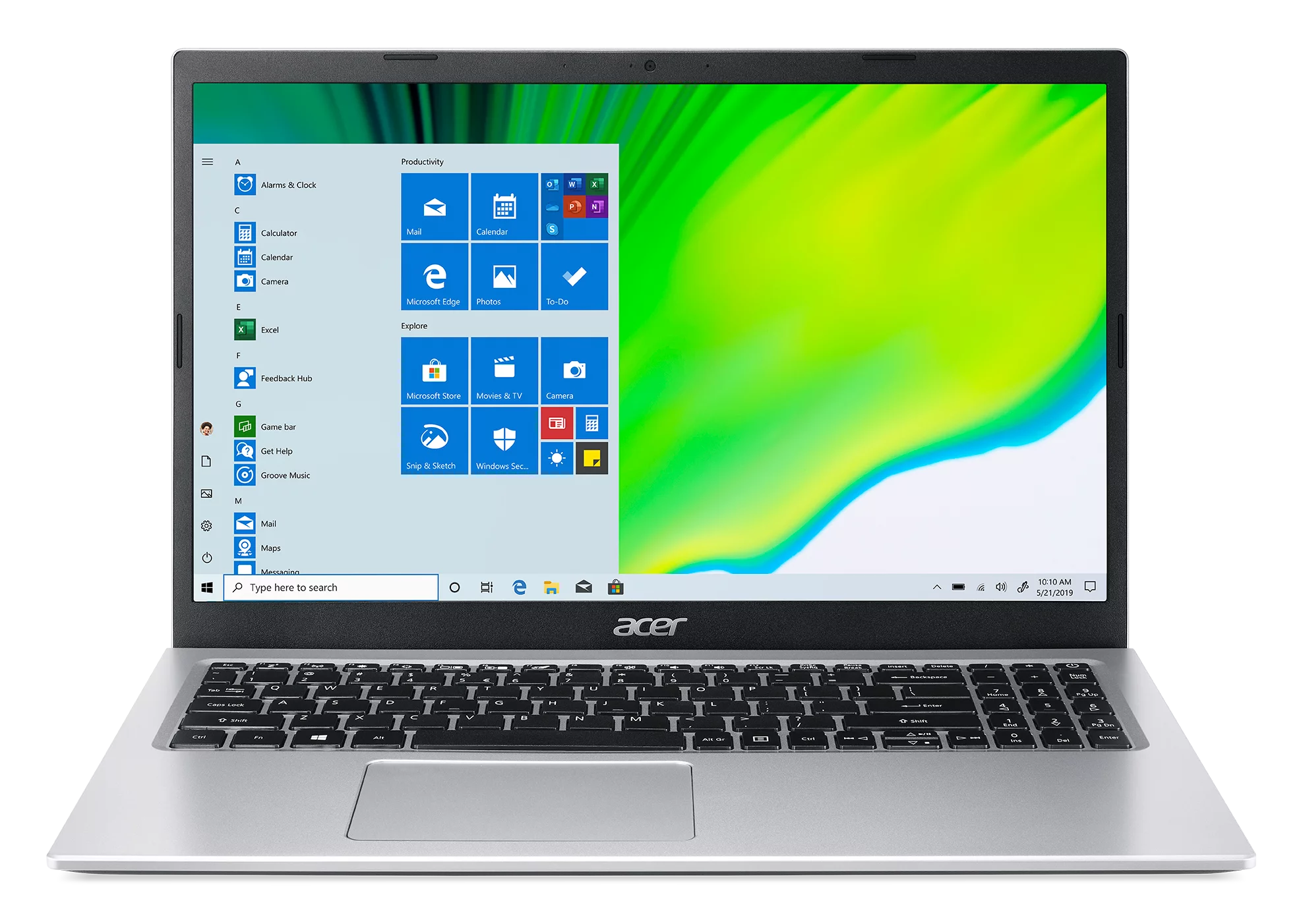 Acer Aspire 1, 15.6" Full HD Display, Intel Celeron N4500, 4GB DDR4, 128GB eMMC, Pure Silver, Windows 11 Home (S mode), A115-32-C28P