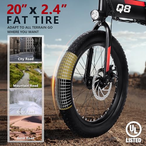 Electric Bike for Adults, Ebike, Electric Bicycle with 576WH Removable Battery,14"/20" Folding Ebike, 20MPH,20+ Miles(MAX),500W High Motor,Multi-Shock Absorption,UL 2849,Commuting Mini E Bikes