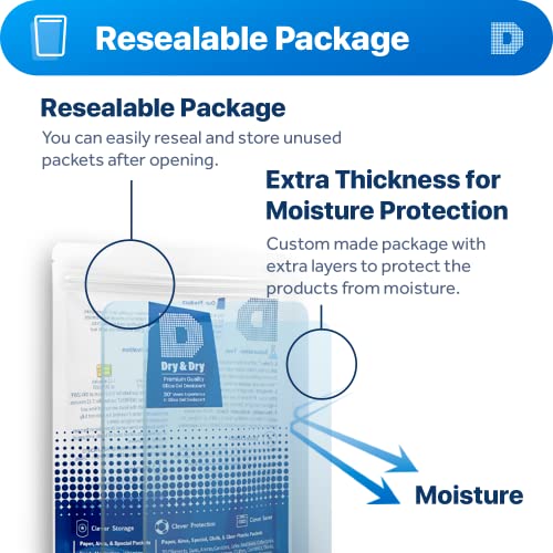 Dry & Dry Food Grade Silica Gel Packs Desiccant Packs, Silica Packets - Rechargeable Silica Gel Packets, Moisture Absorbers, Desiccants, Silica Gel