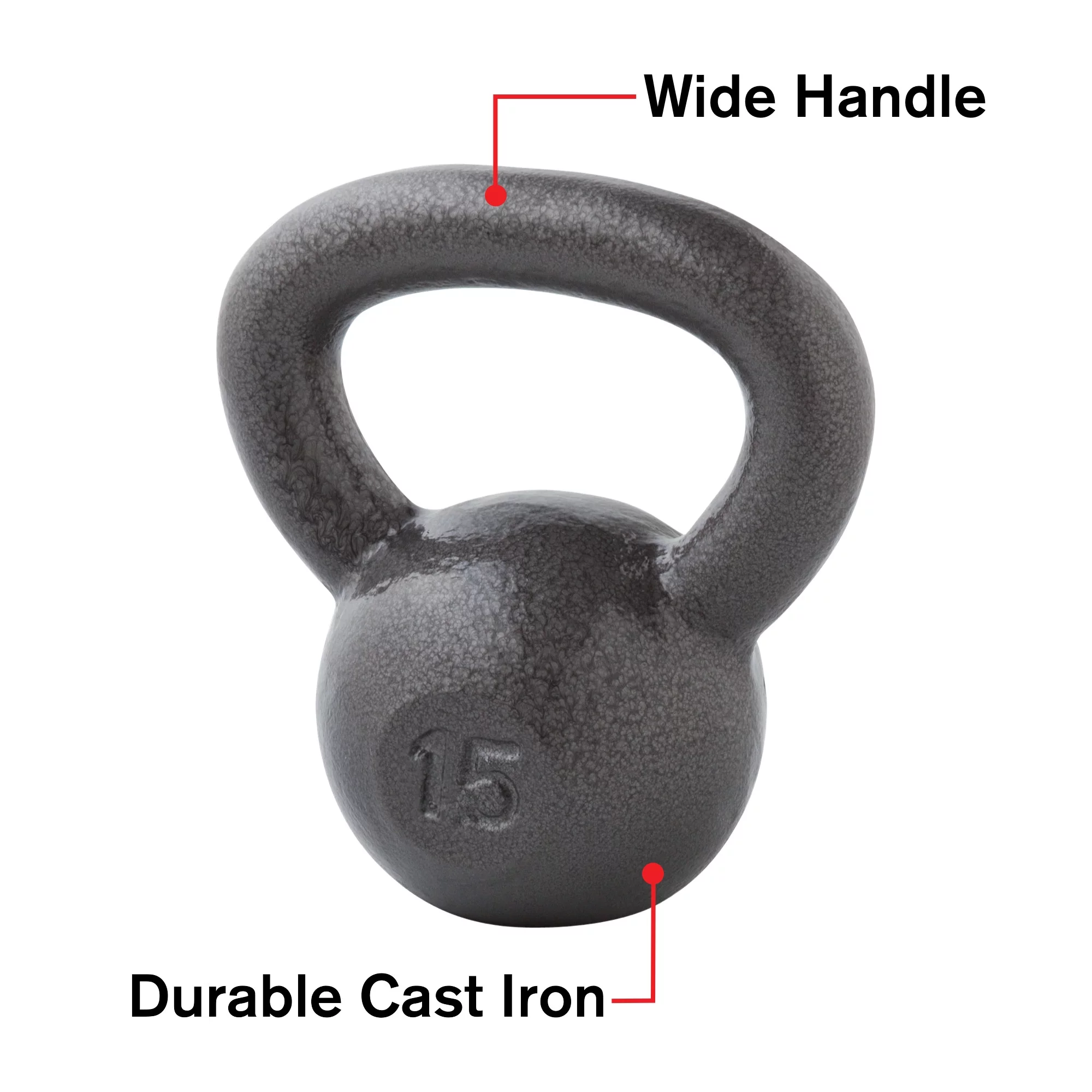 Weider, 30lb Cast Iron Hammertone Finish Kettlebell, Single