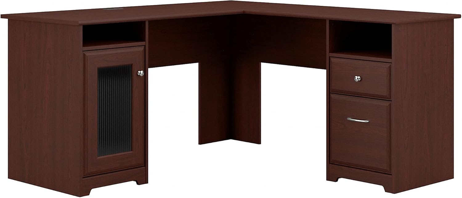Bush Furniture Cabot L Shaped Computer Desk, Heather Gray