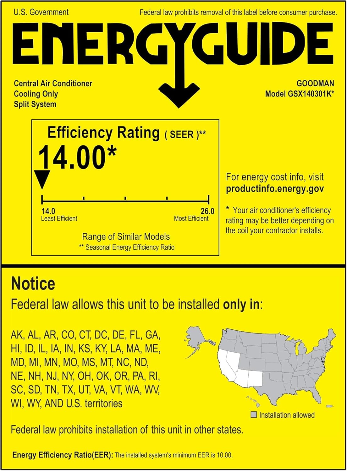 Goodman 2.5 Ton 14 SEER Air Conditioner GSX140301