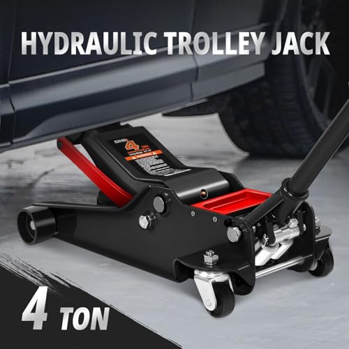 DNA MOTORING Floor Jack 3 Ton (6000 lbs) Capacity, Fast Lift Service Jack Low Profile Steel Heavy Duty Hydraulic Car Jack, Lifting Range 3"-20", Black, TOOLS-00475-BK