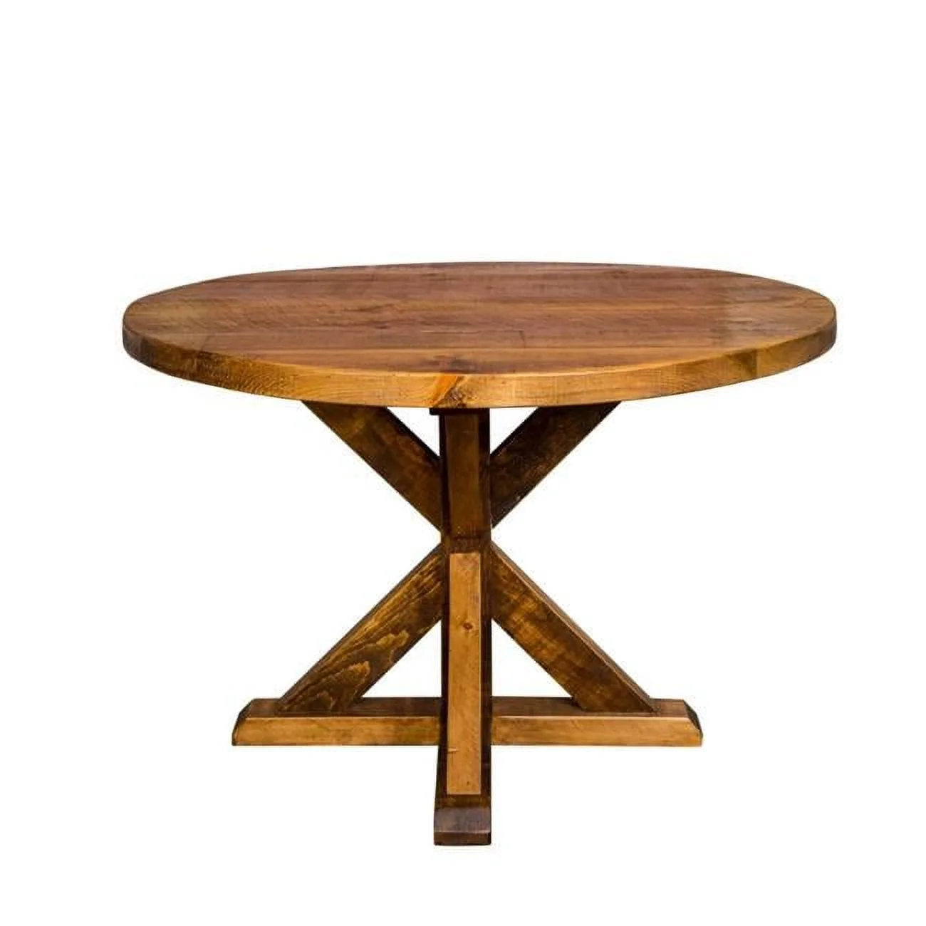 42 in. Brown Rustic Farmhouse Solid Wood Round Dining Table