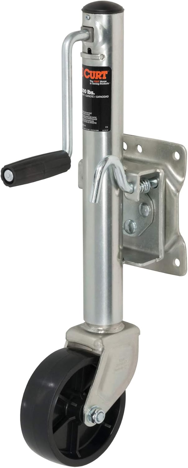 CURT 28112 Marine Boat Trailer Jack with 6-Inch Wheel, 1,200 lbs. 11 Inches Vertical Travel Pack of 2