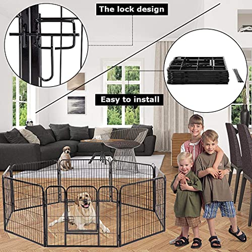 BestPet Dog Playpen Indoor 40 inch 16 Panels Metal Dog Pen Pet Dog Fence Outdoor Exercise Pen with Doors,Pet Puppy Playpen for RV Camping Yard, Black