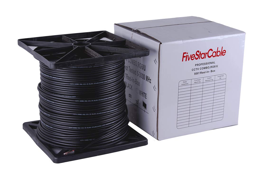 Five Star Cable RG6/U Siamese 500 ft. Coaxial CCTV Cable - Combo RG6/U + 18AWG/2 Power