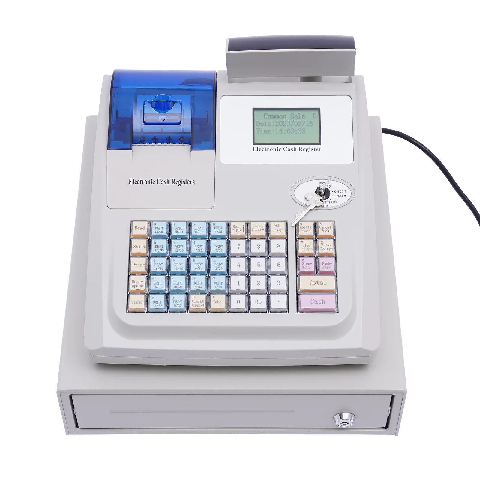 Miumaeov Multifunctional Electronic Cash Register, 48 Keys Cash Management System with Thermal Printer LED Display for Retail, Restaurant, Shop, Supermarket