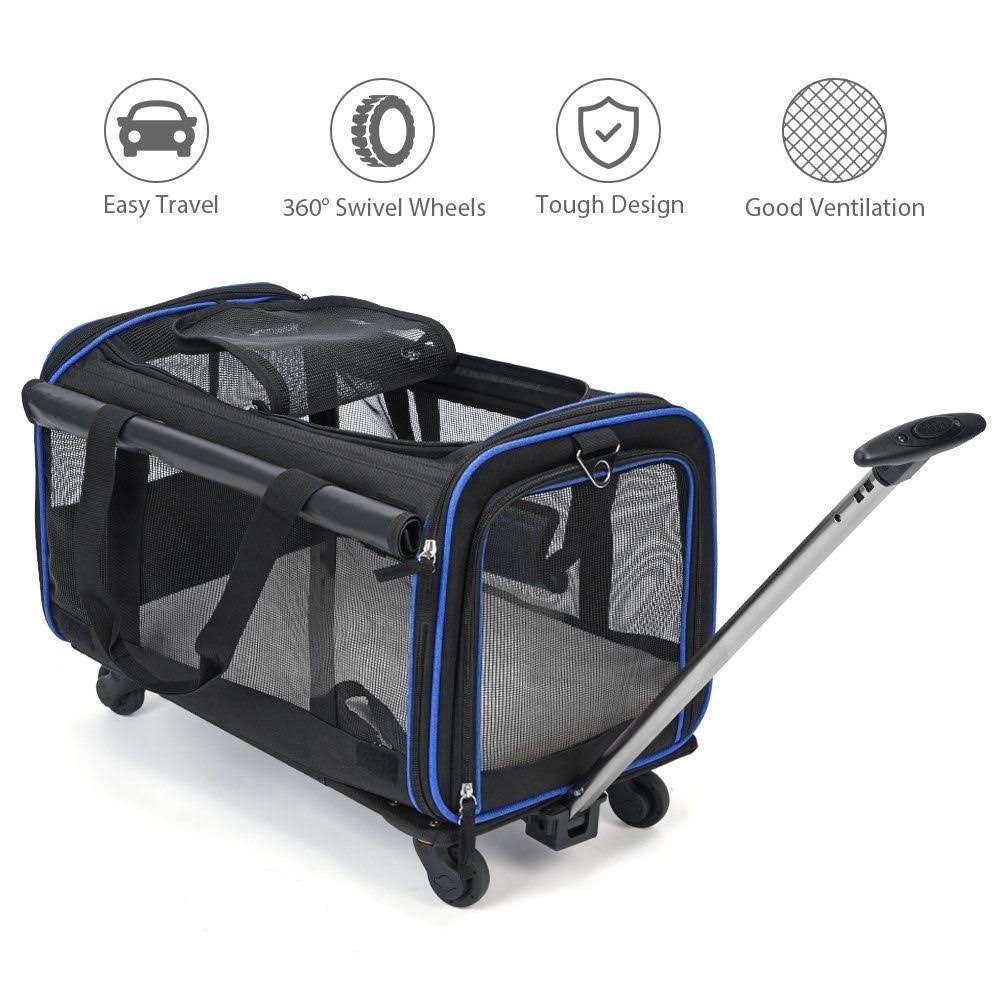 YOUTHINK Pet Wheels Rolling Carrier, Removable Wheeled Travel Carrier for Pets