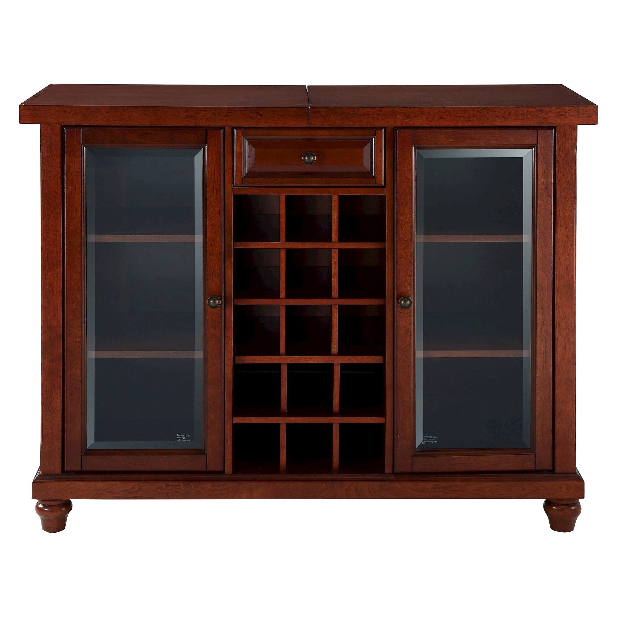 Crosley Cambridge Sliding Top Bar Cabinet Vintage Mahogany