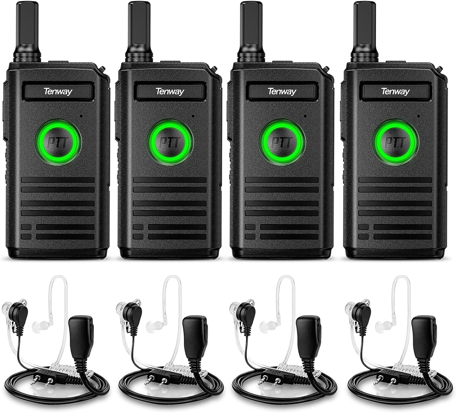 Walkie Talkie for Adults Long Range Rechargeable Mini Two Way Radio with Earpiece VOX Hands Free for Family Kids Trip Camping Hiking (4 Pack)
