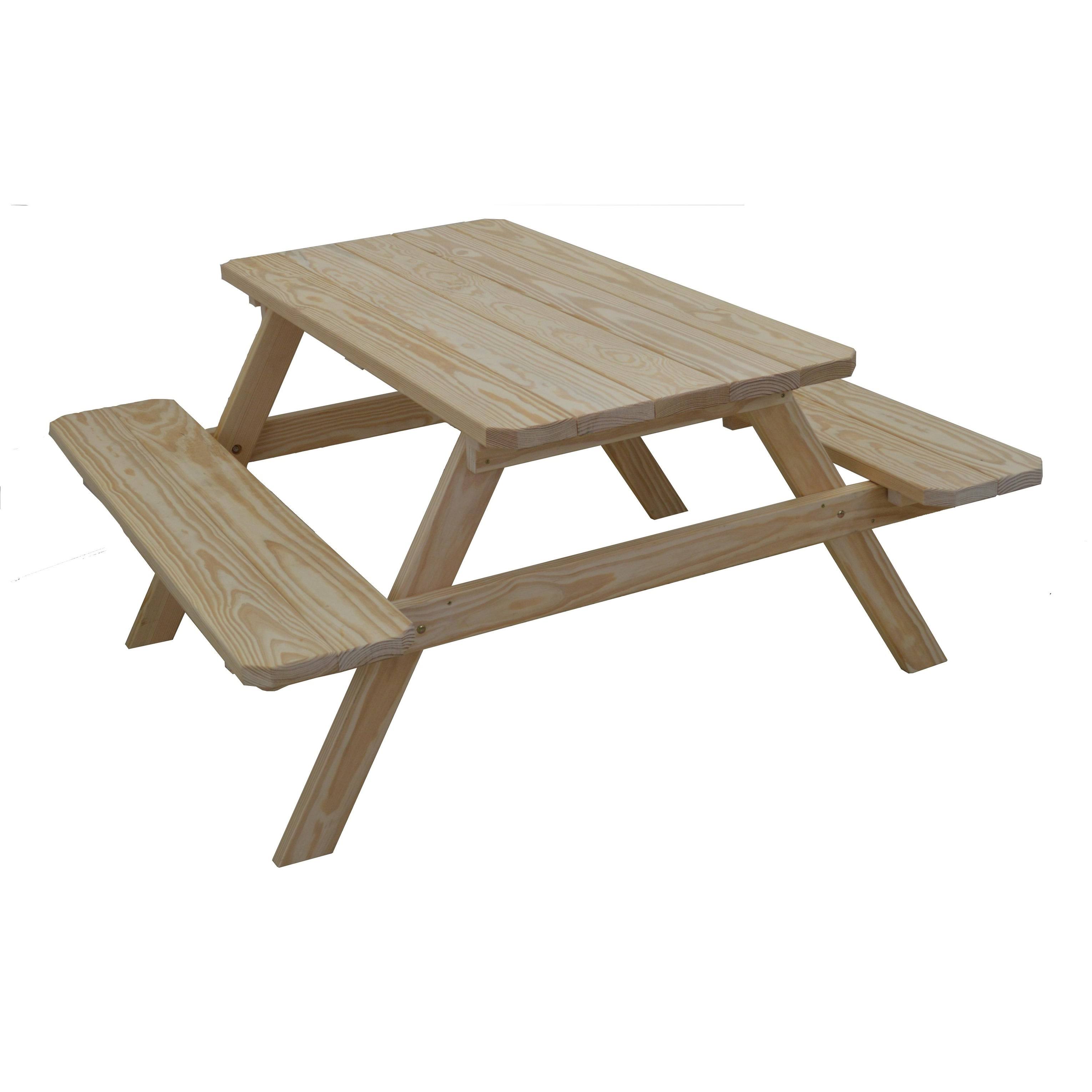 Pressure Treated Pine 4 Picnic Table with Attached Benches Oak