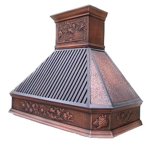 NAUXUS Handmade Copper Range Hood, Custom Kitchen Hood with High Airflow Built-in Range Hood, Classic Dark Natural Copper Stove Vent Hood for Kitchen