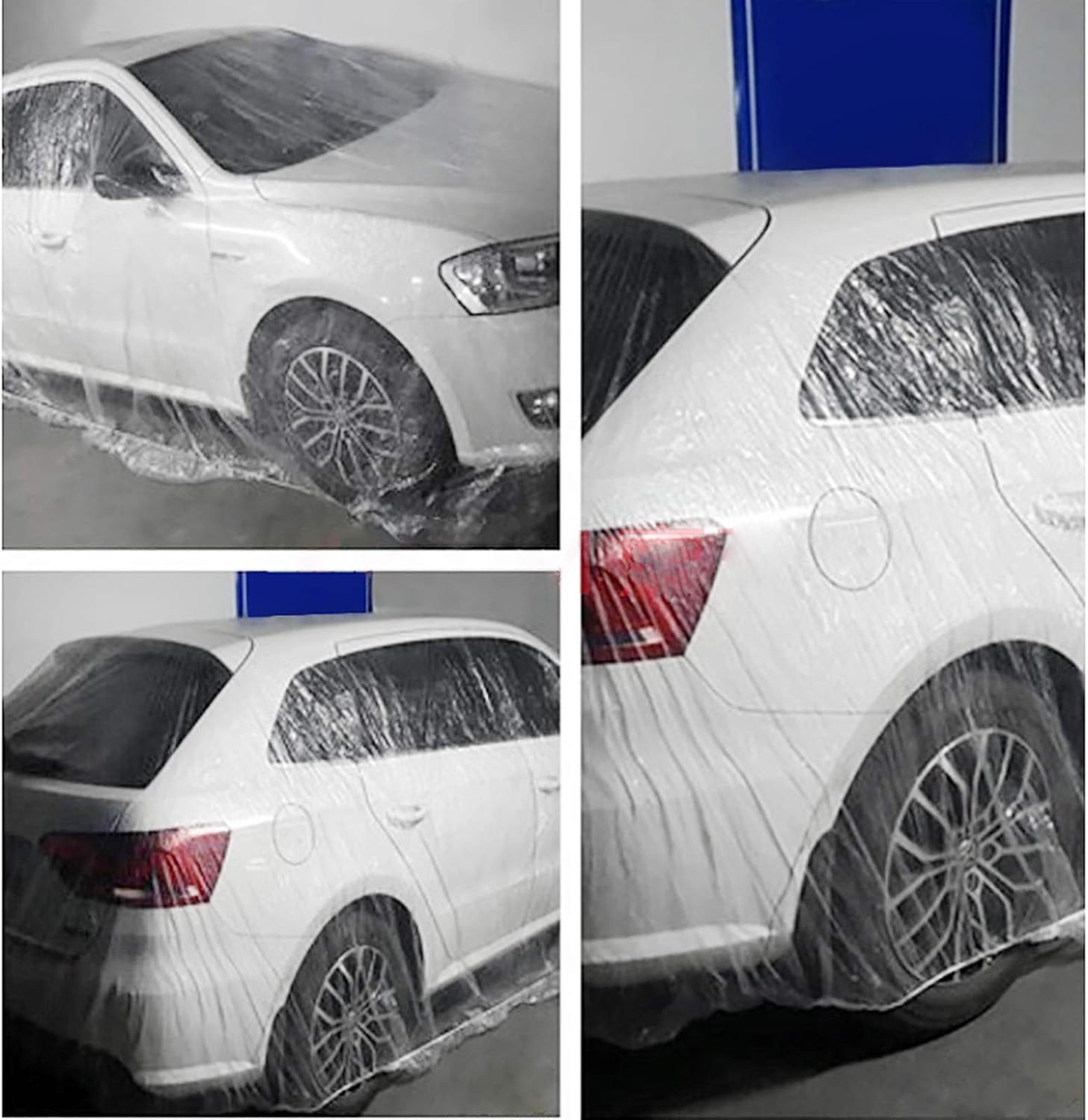 Bestauto Clear Plastic Car Cover 10pcs Disposable Car Covers, 22' x 12' Universal Plastic Car Cover, Waterproof Dust-Proof Full Cover, Outdoor Indoor Car Cover, Effective Protection, Universal Type