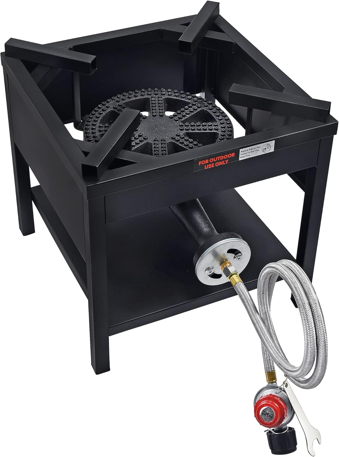ARC Propane Burner, 4242S Propane Stoves for Cooking 200,000BTU, Cast Iron Portable Gas Burner with Adjustable 0-20 PSI Regulator & Steel Braided Hose, Single Burner Gas Cooker Turkey Fryer Burner