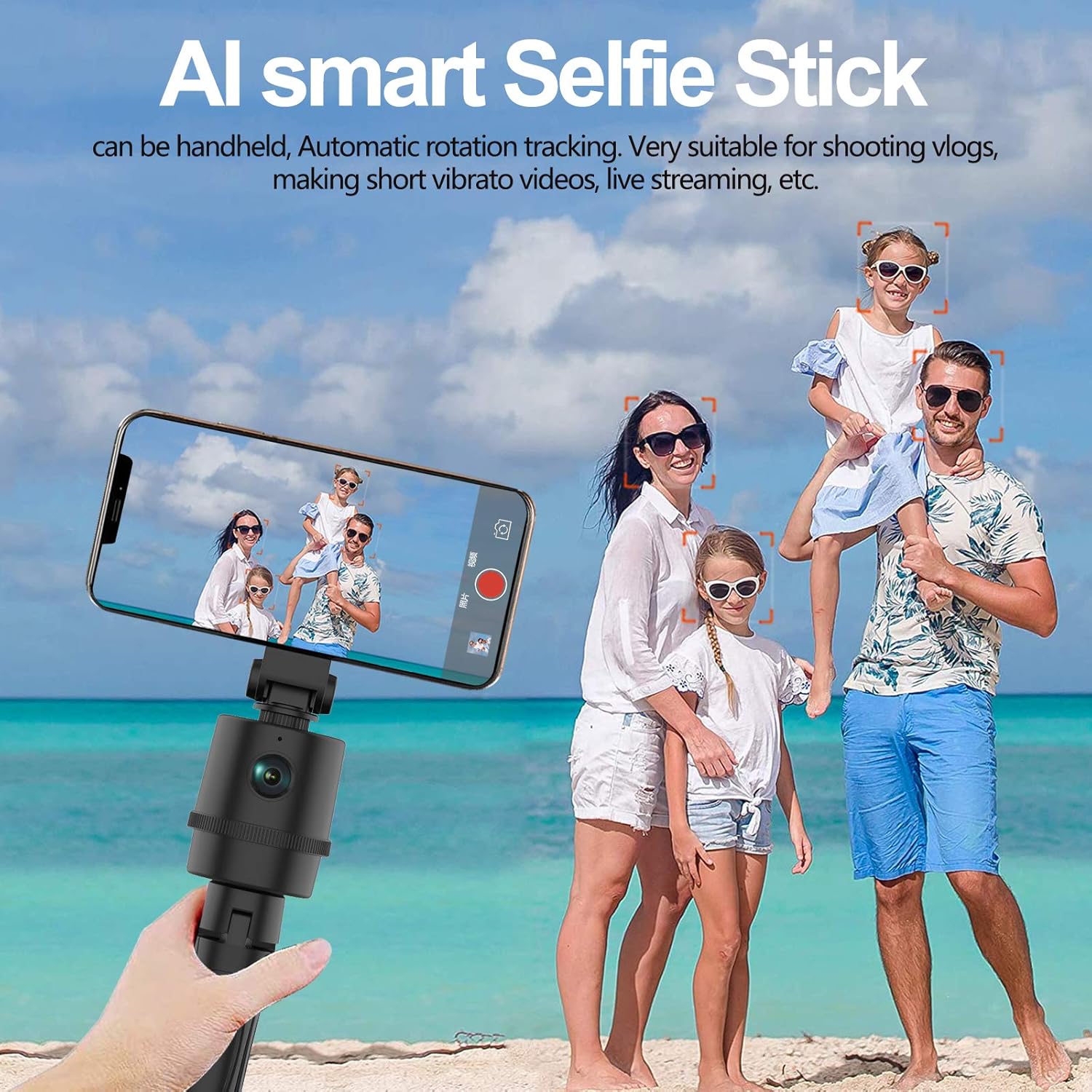 SWYJO Auto Face Tracking Gimble 1080P Webcam with Strong Magnetic Phone Holder and Tripod, PTZ Camera Plug and Play 360° Rotation Shooting Moving Videos for Vlog, Live Streaming, TIK Tok Pack of 2