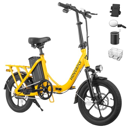 HOVERFLY H3 16" Electric Bike, Max 28Miles Range(Pedal-Assist) Folding E-Bike with Removable Battery, Front Suspension and Commuter Electric Bicycle Adults