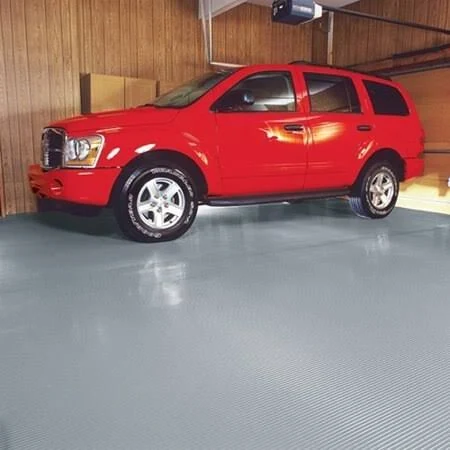 G Floor 7.5& x 17& Ribbed Roll-Out Vinyl Garage Flooring in Slate Grey