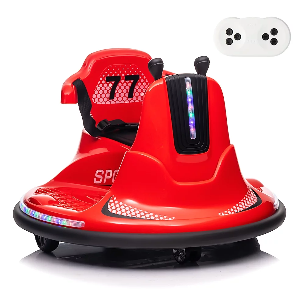 Shininglove Electric Ride on Bumper Car for Toddlers 3-8 Years Old, 6V Kids Ride on Toy Car with Remote Control, Safety Belt, Music, Flashing Lights, 360° Spin