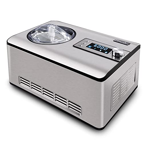 KUMIO Ice Cream Maker with Compressor, No Pre-Freezing, 4 Modes Ice Cream Maker Machine with LCD Display, Timer