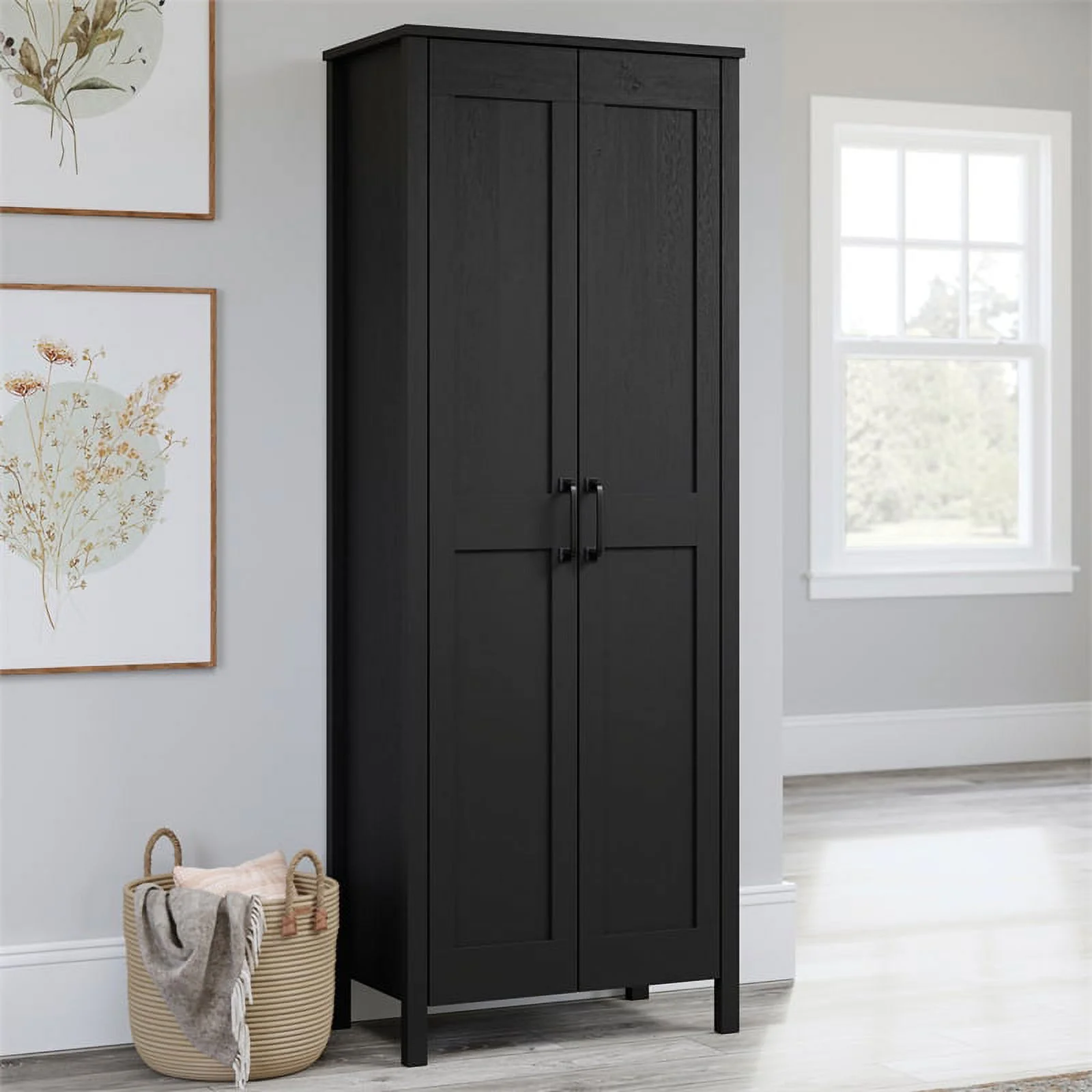 UrbanPro Engineered Wood 2-Door Storage Cabinet in Raven Oak Finish
