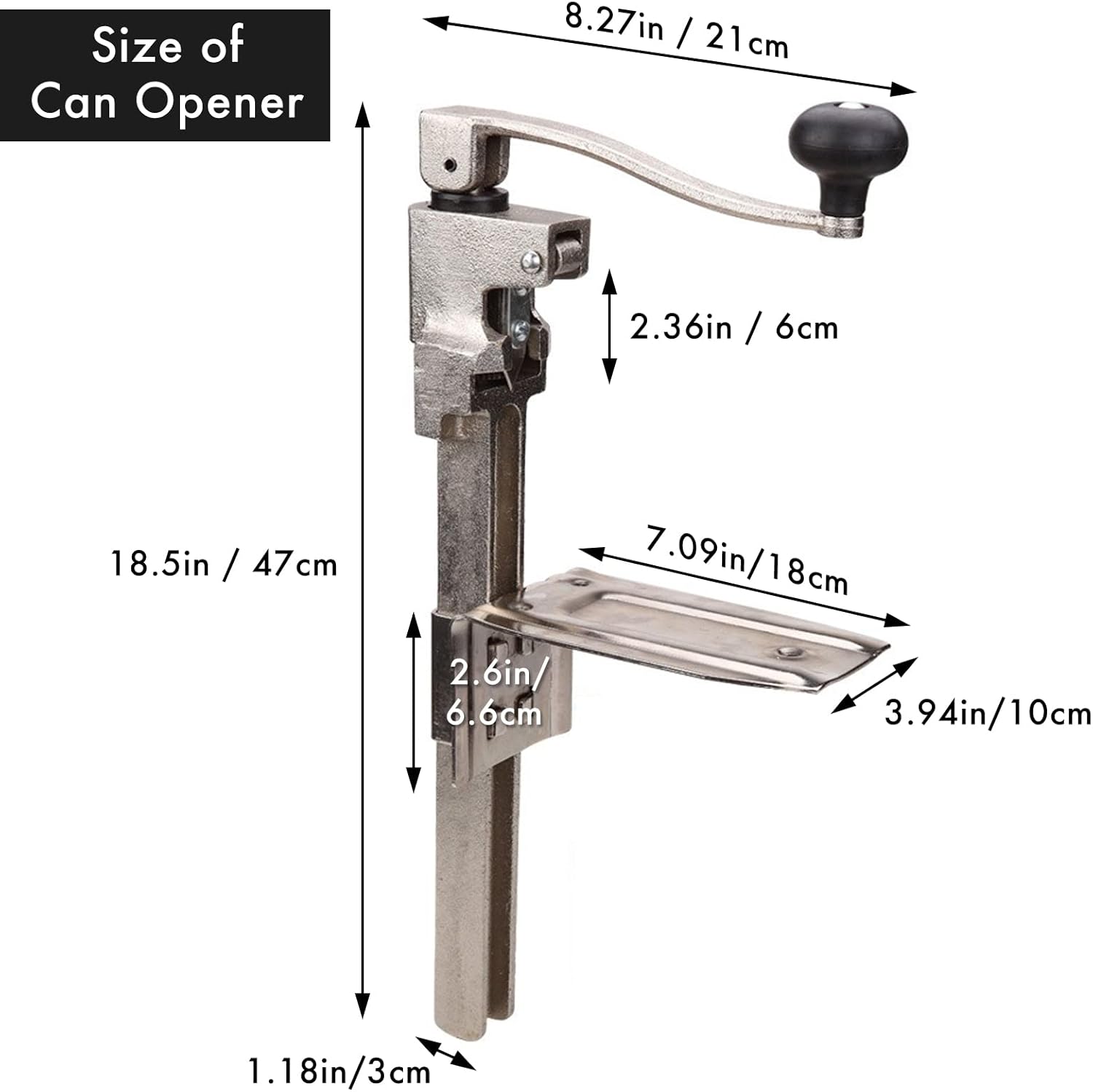 Erinaik Commercial Can Opener, 18.5” Manual Table Can Opener with Plated Steel Base, Heavy Duty for Restaurant Hotel Bar Compatible with Edlund ( Large )