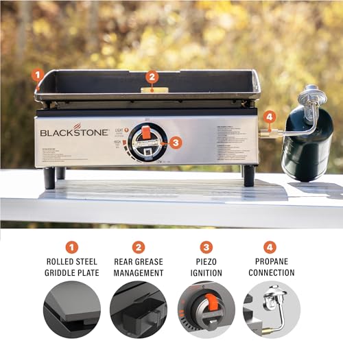Blackstone Original 17” Tabletop Griddle Propane Gas Portable, Flat Top Griddle Frill Station
