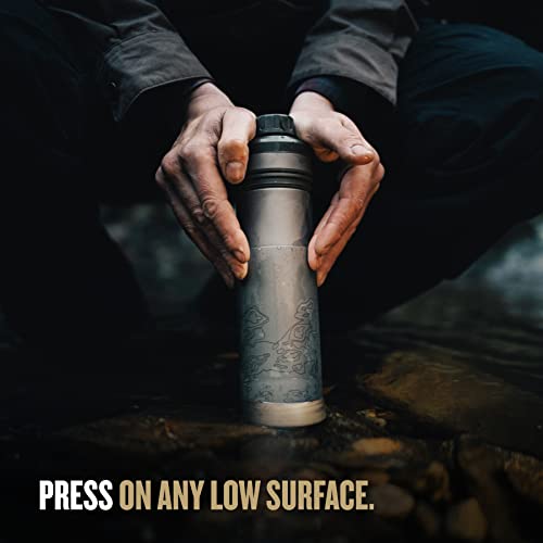 GRAYL UltraPress Titanium 16.9 oz Water Purifier & Filter Bottle for Hiking, Backpacking, Survival, Bushcraft, Travel
