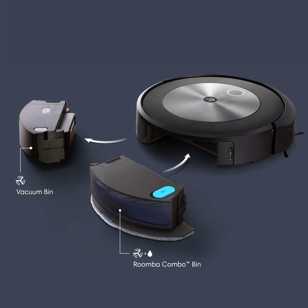iRobot Roomba Combo j Series Robot Vacuum, Identifies & Avoids Obstacles, Clean by Room with Smart Mapping, 2-in-1 Vacuum with Optional Mopping, Compatible with Alexa, with MTC Microfiber Cloth