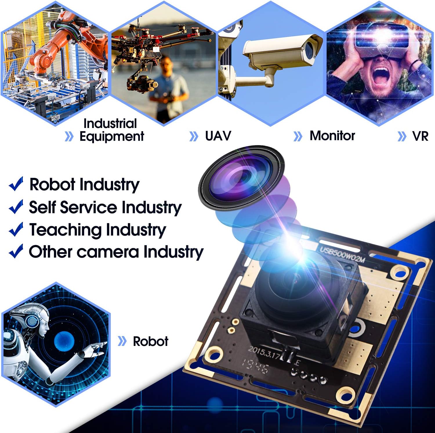 Autofocus 5 Megapixel USB Camera Module with 170 Degree Fisheye Lens HD 2592X1944 USB Webcamera with CMOS OV5640 Sensor USB with Camera,Mini Webcam for Windows Mac Andriod Linux,Plug&Play