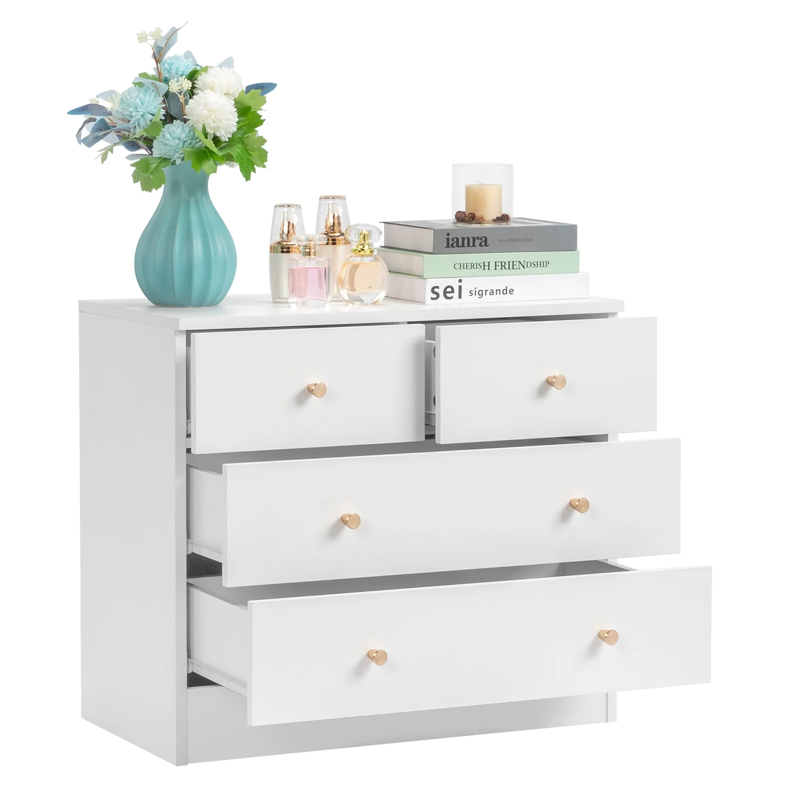 UBesGoo 7 Drawer Wood Dresser for Bedroom, Chest of Drawers, Storage Organization Unit for Clothing, White