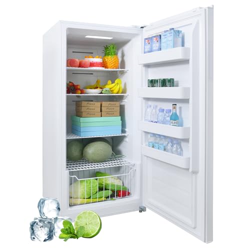 SMETA Upright Freezers 13.8 Cuft, Stand Up Convertible Refrigerator/Freezer, Garage Ready Frost Free Standing Deep Freezer, Dual Mode, White