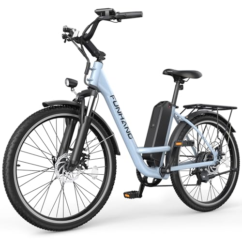 Electric Bike for Adults, 1000W Peak Ebike, 21.7MPH 50Miles City Cruiser Ebikes, 26" Step Thru Electric Bicycle with 48V Removable Battery, Adjustable Stem, Rear Rack, Front Suspension,7 Speed