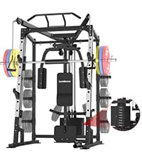 SunHome Smith Machine, 2000LBS Power Cage Squat Rack with Smith Bar, Two LAT Pull-Down Systems, Cable Crossover Machine and and More Cable Attachment for Home Gym