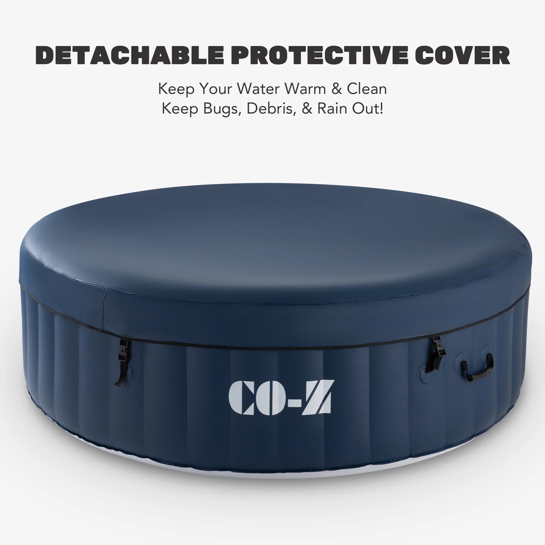 CO-Z 6x6ft PVC Inflatable Spa Tub with 120 Massaging Jets for Patio & More for 2-4 Blue