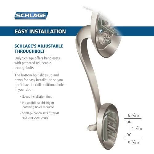 Schlage Latitude Satin Nickel Century Trim Single Cylinder Handleset Lever F60 V Cen 619 LAT