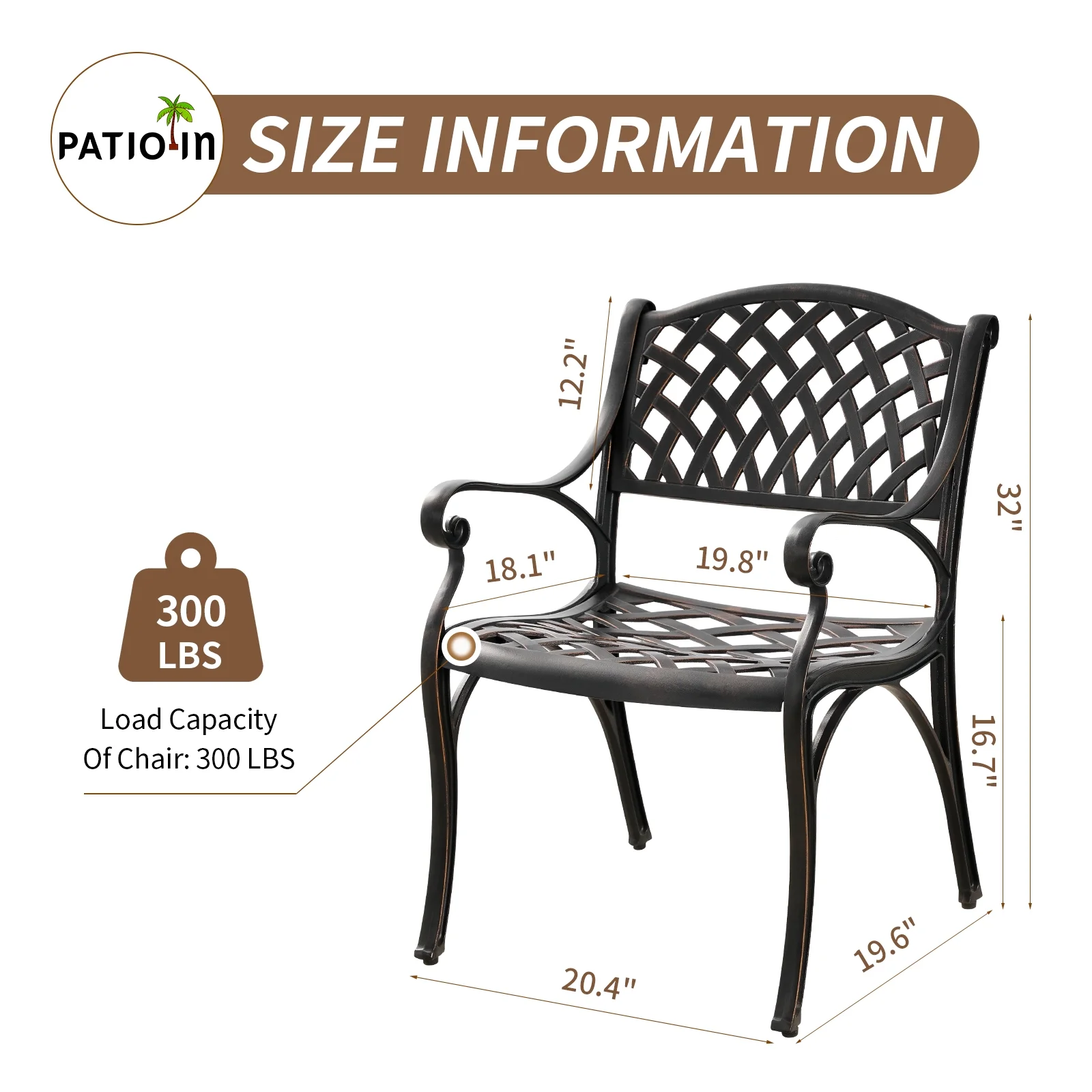 PATIO-IN 5 Piece Outdoor Patio Dining Sets Cast Aluminum Bistro Round Table and Chair Set with Umbrella Hole,Patio Furniture Set for Garden,Bronze