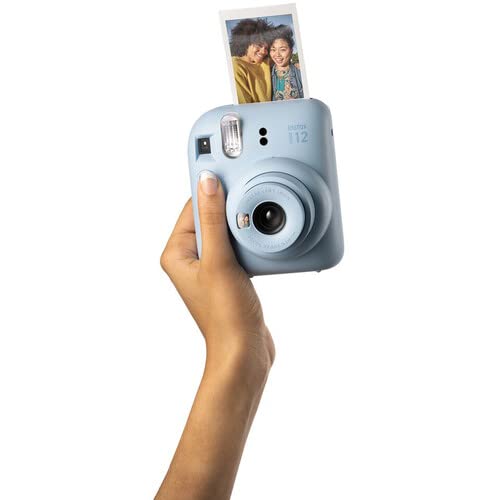 Fujifilm Instax Mini 12 Instant Camera Pastel Blue with 40 Sheets Fujifilm Instax Mini Film Bundle, Sunshine Photo Microfiber Cleaning Cloth Included