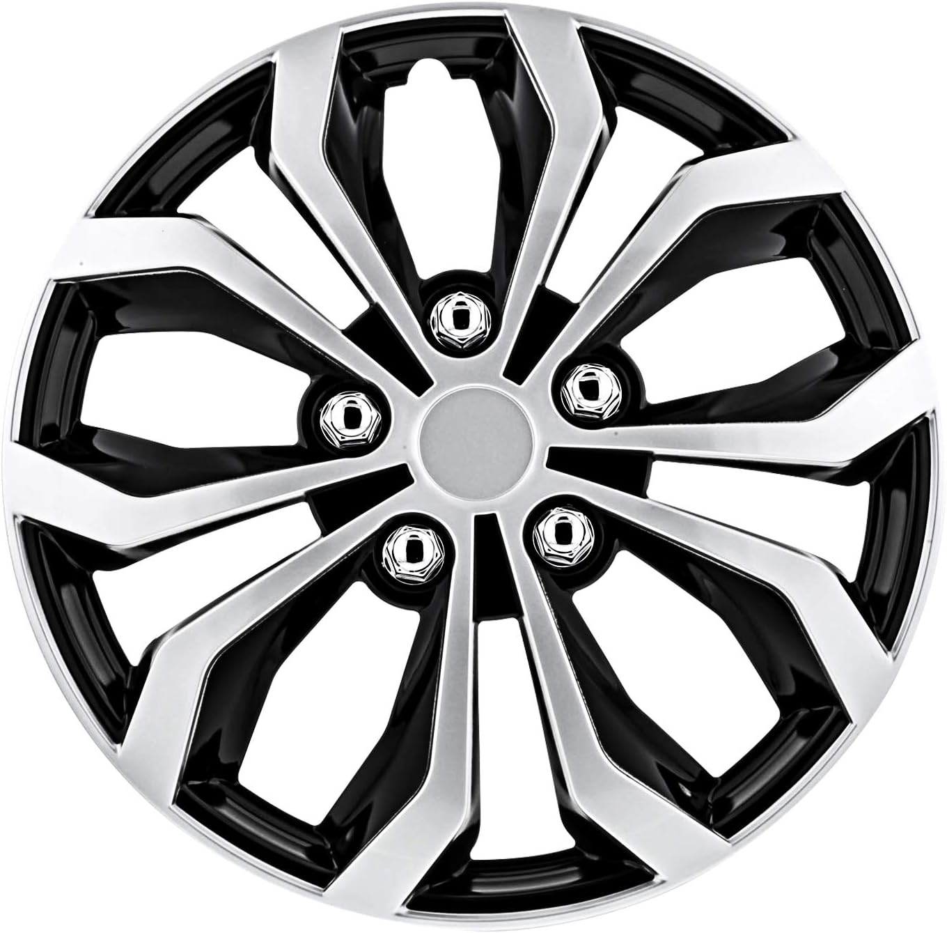 Pilot Automotive WH553-15S-BS Black/Silver 15 Inch 15" Spyder Performance Wheel Cover | Pack of 4 | Fits Toyota Volkswagen VW Chevy Chevrolet Honda Mazda Dodge Ford and Others Pack of 2