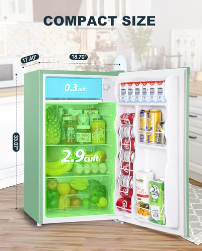 Upstreman 3.2 Cu.Ft Mini Fridge with Freezer, Single Door Mini Fridge, Dorm Fridge, Adjustable Thermostat, Mini Refrigerator for Bedroom, Office, Dorm, Black-BR321