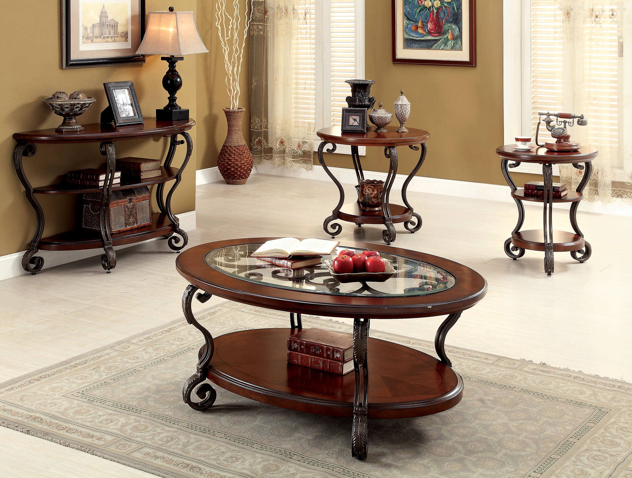 Furniture of America End Table May Brown Cherry