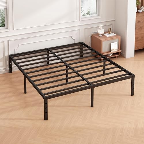 14 Inch Twin Bed Frame - Sturdy Platform Bed Frame Metal Bed Frame No Box Spring Needed Heavy Duty Twin Size Bed Frame Easy Assembly Strong Bearing Capacity, Under Bed Storage
