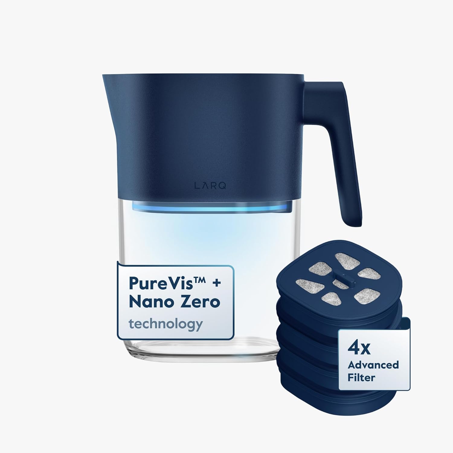LARQ Hydrated AF Set - Pitcher PureVis 1.9L, Monaco Blue + 4 Advanced Filters
