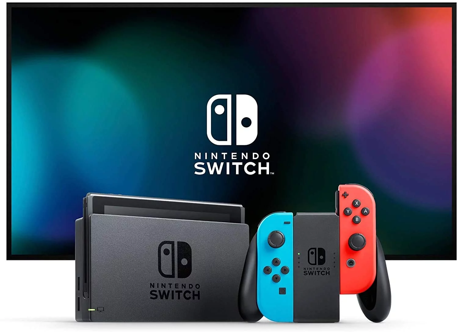 Newest Nintendo Switch 32GB Console with Neon Blue and Neon Red Joy-Con, 6.2" Touchscreen 1280x720 LCD Display, 802.11AC WiFi, Bluetooth 4.1 + Marxsol 12-in-1 Accessories Holiday Bundle