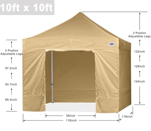 ABCCANOPY Easy Pop Up Canopy Tent with Sidewalls 10x10 Commercial -Series, White