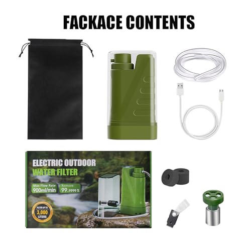 Electric Portable Water Filter, Portable Water Purifier,Water Purifier Survival,Removing up to 99.99% of impurities,Water Filter Survival Survival ，Purifying Water Camping