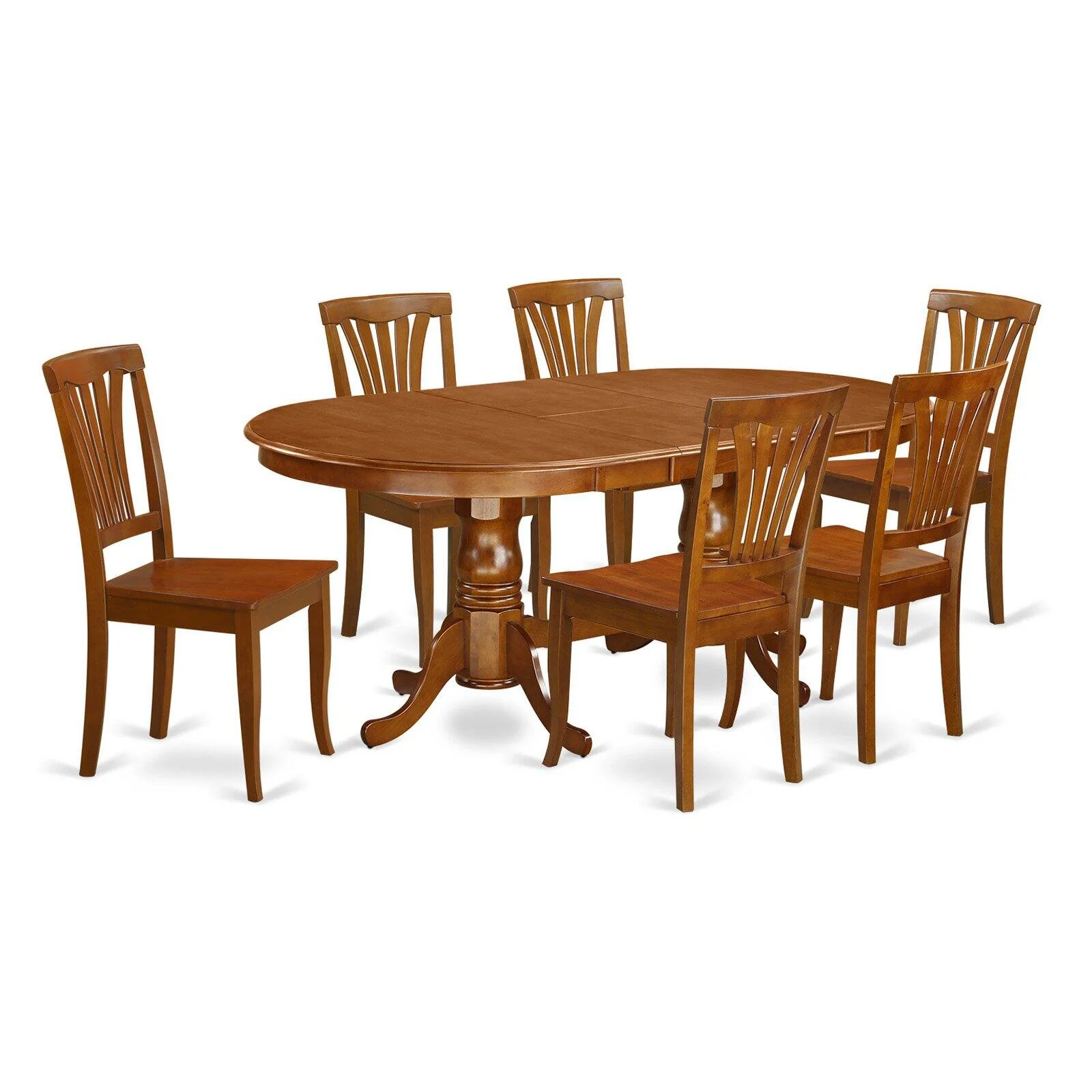 East West Furniture Plainville 7-piece Wood Dining Room Table Set in Cherry