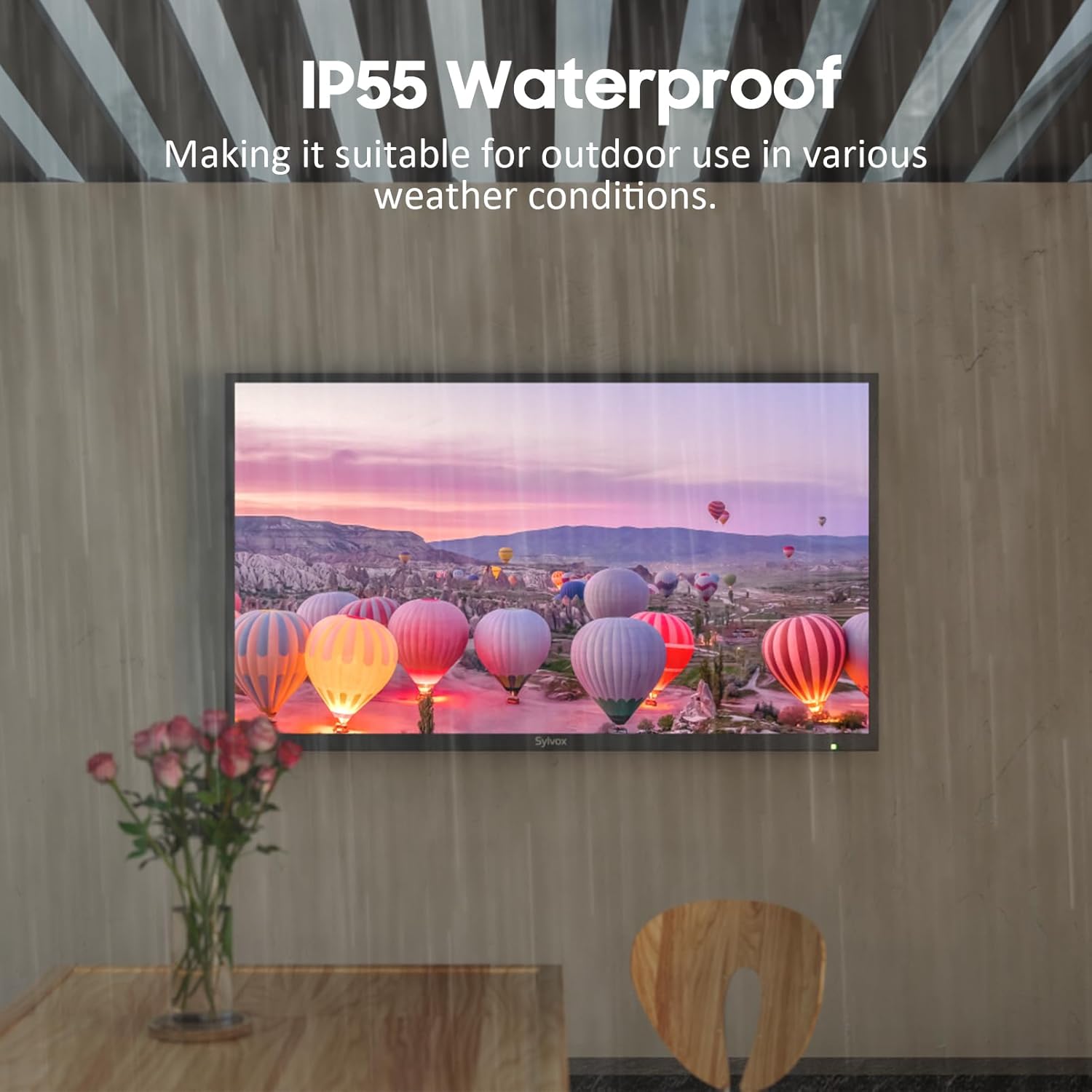 SYLVOX Smart Outdoor TV, 43 inch Outdoor Television Upgraded Google TV, 4K Weatherproof Outside TV, IP55 Waterproof, Google Assistant, Chromecast, 1000 nit Brightness for Partial Sun (Deck Pro 2.0)