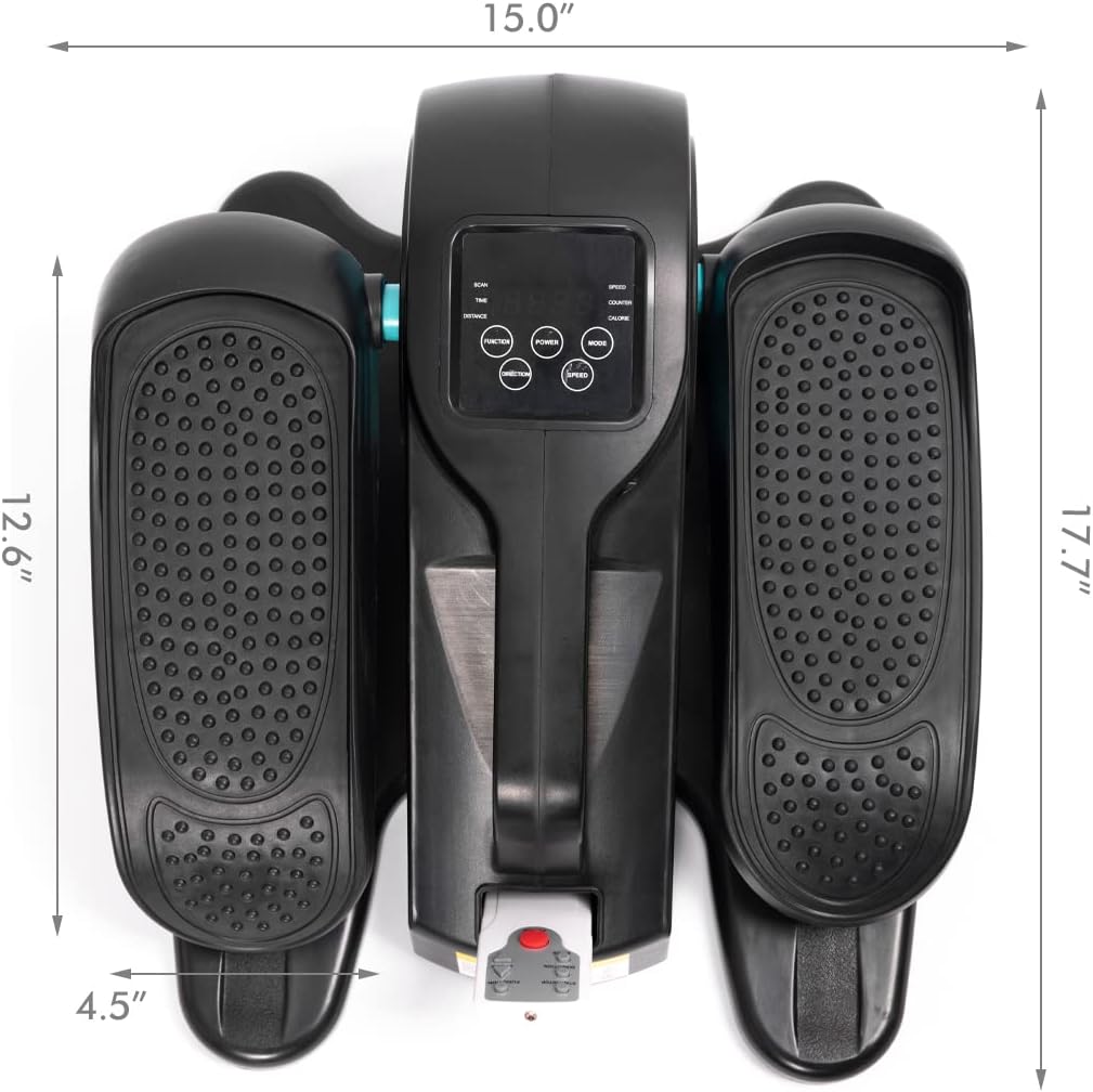 Under Desk Elliptical Machines for Home Use, Indoor Mini Electric Elliptical Bike Exerciser, Compact Leg Foot Pedal Exerciser with Remote & LCD Display (Black)