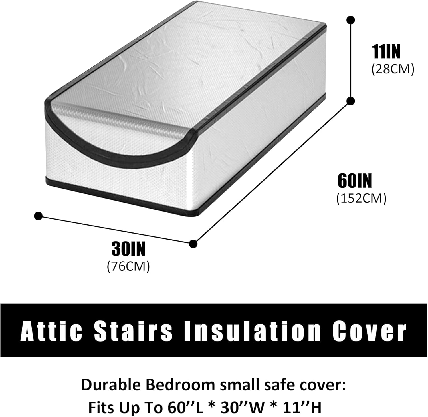SOKINGCOVER Attic Door Insulation Cover,Attic Staircase Insulation Cover-30"X60"X11"-R Value 15.4, Super Thick Fireproof Attic Staircase Insulation Pack of 2
